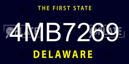 4MB7269 Delaware License Plate