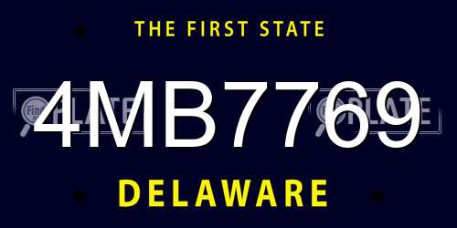 4MB7769 Delaware License Plate