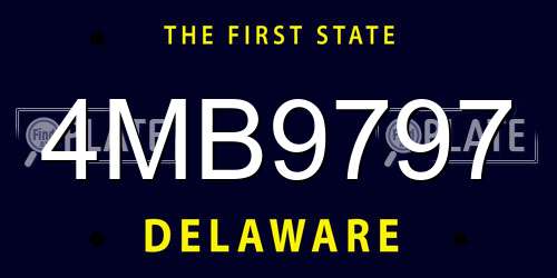 4MB9797 Delaware License Plate