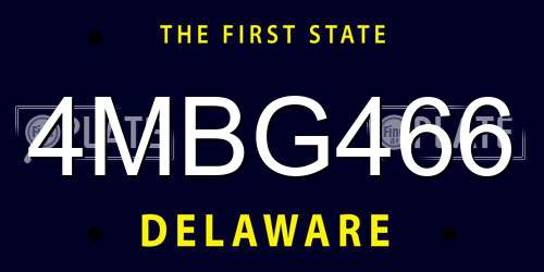 4MBG466 Delaware License Plate