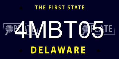 4MBT05 Delaware License Plate