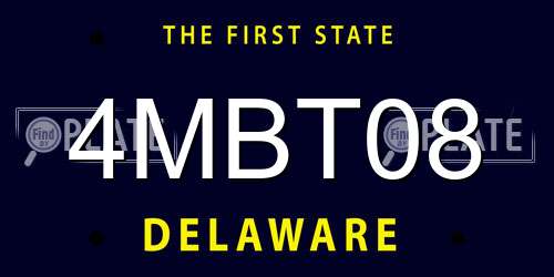 4MBT08 Delaware License Plate