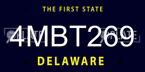 4MBT269 Delaware License Plate