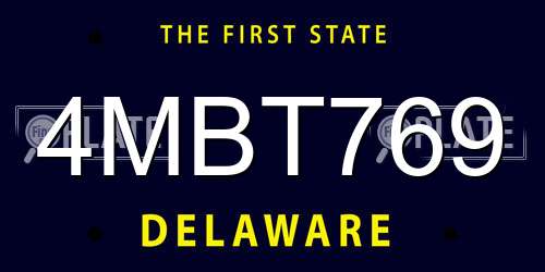 4MBT769 Delaware License Plate