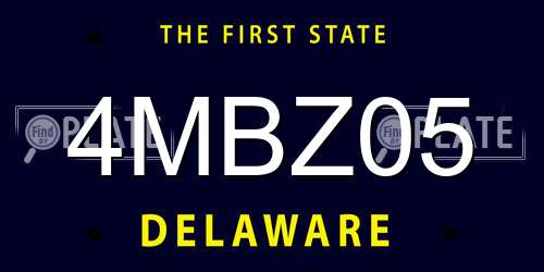 4MBZ05 Delaware License Plate