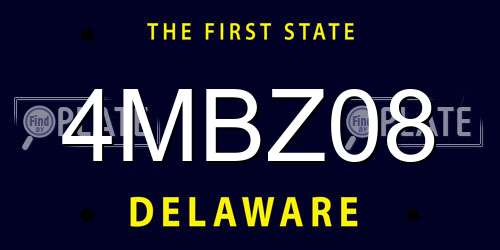 4MBZ08 Delaware License Plate