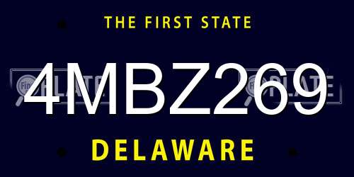 4MBZ269 Delaware License Plate