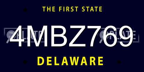 4MBZ769 Delaware License Plate