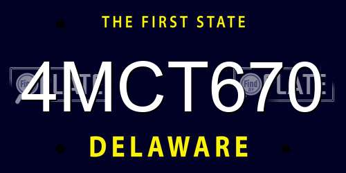 4MCT670 Delaware License Plate