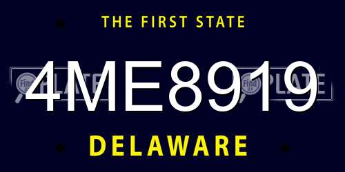 4ME8919 Delaware License Plate