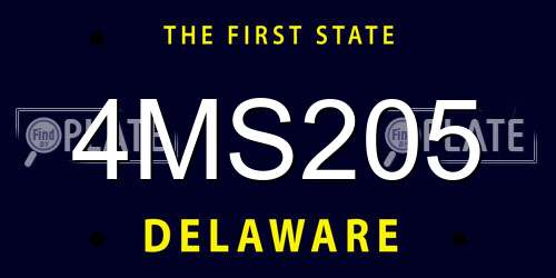 4MS205 Delaware License Plate