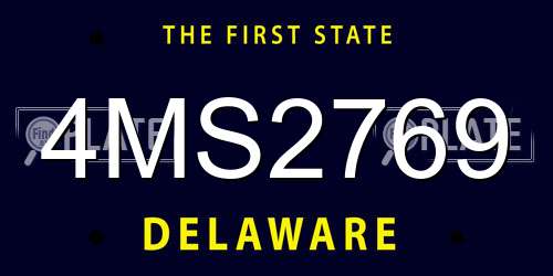 4MS2769 Delaware License Plate