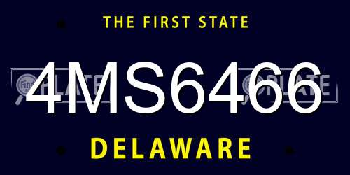 4MS6466 Delaware License Plate