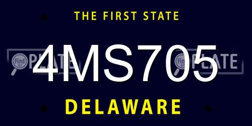 4MS705 Delaware License Plate