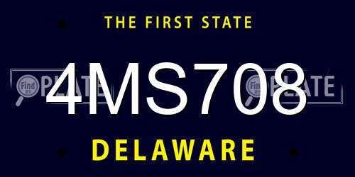 4MS708 Delaware License Plate