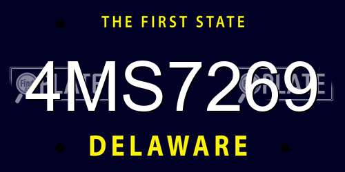 4MS7269 Delaware License Plate