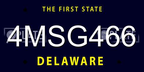 4MSG466 Delaware License Plate