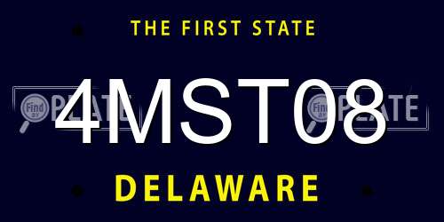 4MST08 Delaware License Plate