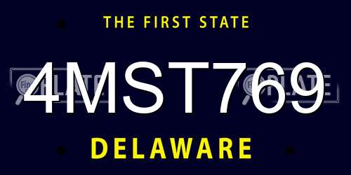 4MST769 Delaware License Plate