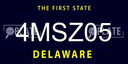 4MSZ05 Delaware License Plate