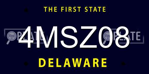 4MSZ08 Delaware License Plate