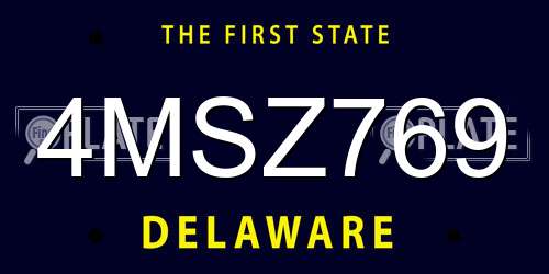 4MSZ769 Delaware License Plate