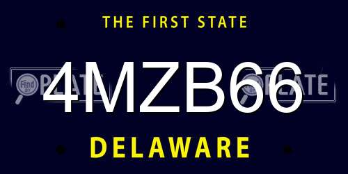 4MZB66 Delaware License Plate