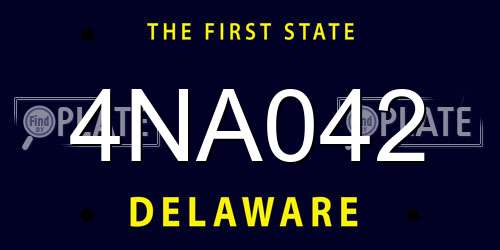 4NA042 Delaware License Plate