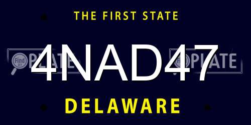 4NAD47 Delaware License Plate