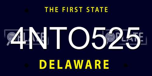 4NTO525 Delaware License Plate