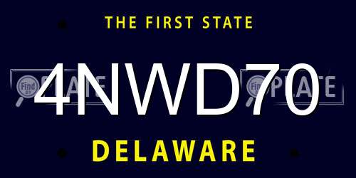 4NWD70 Delaware License Plate