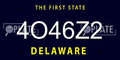 4O46Z2 Delaware License Plate