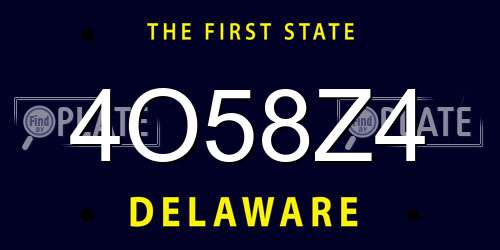 4O58Z4 Delaware License Plate