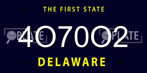 4O70O2 Delaware License Plate