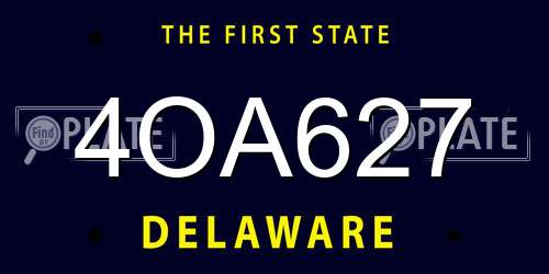 4OA627 Delaware License Plate