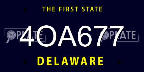 4OA677 Delaware License Plate