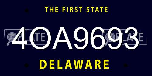 4OA9693 Delaware License Plate