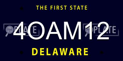4OAM12 Delaware License Plate