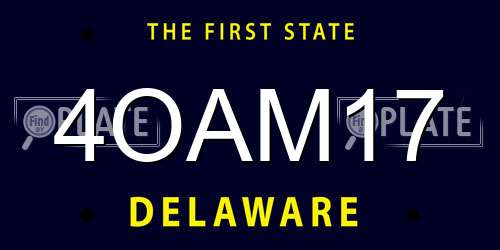 4OAM17 Delaware License Plate