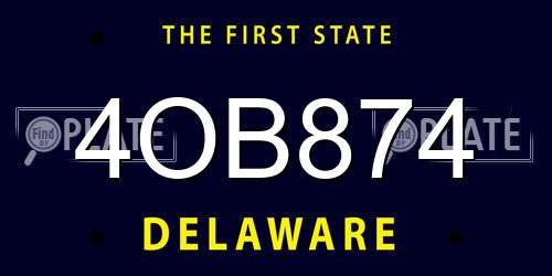 4OB874 Delaware License Plate