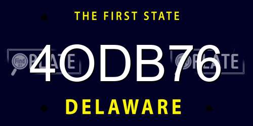 4ODB76 Delaware License Plate