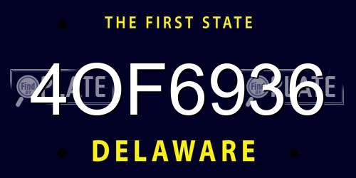 4OF6936 Delaware License Plate