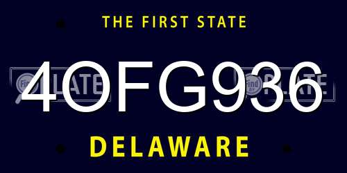 4OFG936 Delaware License Plate