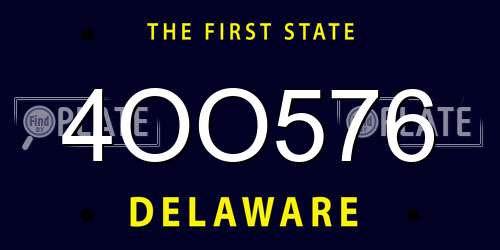 4OO576 Delaware License Plate