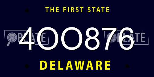 4OO876 Delaware License Plate