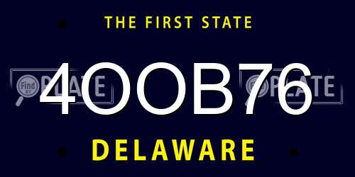 4OOB76 Delaware License Plate