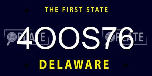 4OOS76 Delaware License Plate