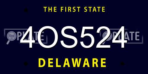 4OS524 Delaware License Plate