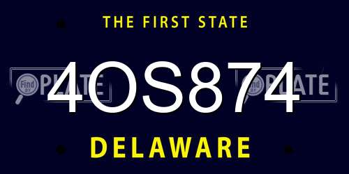 4OS874 Delaware License Plate