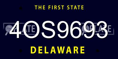 4OS9693 Delaware License Plate